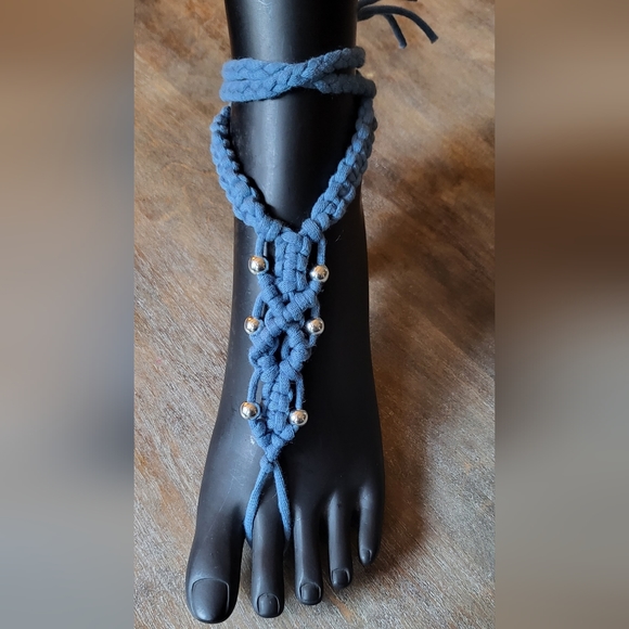 Gorgeous steel blue macreme lace dress coverup size medium - Picture 12 of 14